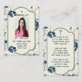 Memorial Keepake Classic Moderne Foliage Visitenkarte (Vorne/Hinten)