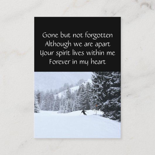 Memorial Keepake Cross Country Ski Visitenkarte (Rückseite)