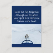 Memorial Keepake Dog Team Schlitten Wintersport Visitenkarte (Rückseite)