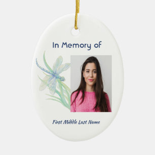 Memorial Keepake Dragonfly Watercolor Keramik Ornament