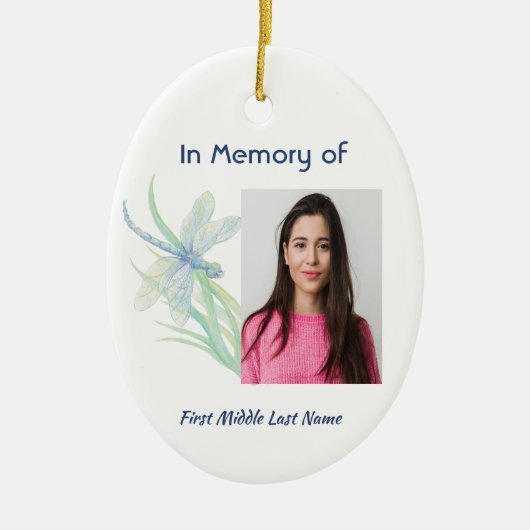 Memorial Keepake Dragonfly Watercolor Keramik Ornament (Vorne)