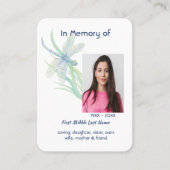 Memorial Keepake Dragonfly Watercolor Visitenkarte (Vorderseite)