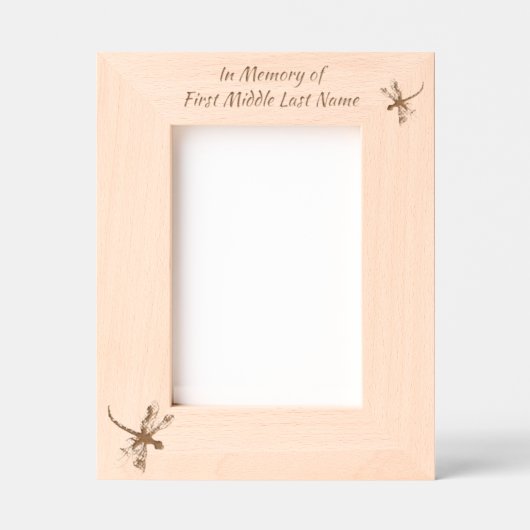 Memorial Keepake Dragonfly White Blume Geätzte Rahmen (Vorderseite)