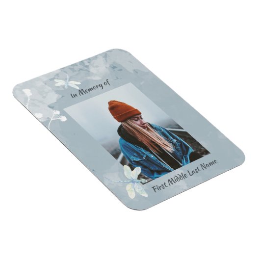 Memorial Keepake Dragonfly White Blume Magnet (Rechte Seite)