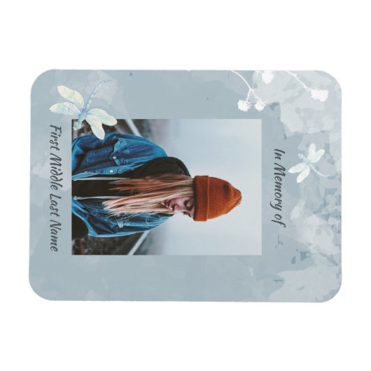 Memorial Keepake Dragonfly White Blume Magnet (Horizontal)