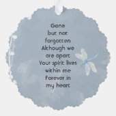 Memorial Keepake Dragonfly White Blume Ornament Karte (Rückseite)