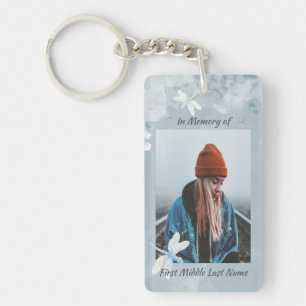 Memorial Keepake Dragonfly White Blume Schlüsselanhänger