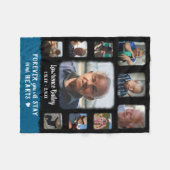 Memorial Keepake Edge Fade Foto Collage Blk Blue Fleecedecke (Vorderseite (Horizontal))