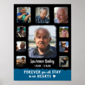 Memorial Keepake Edge Fade Foto Collage Blk Blue Poster (Vorne)