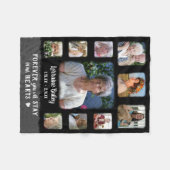 Memorial Keepake Edge Fade Foto Collage Blk Grau Fleecedecke (Vorderseite (Horizontal))