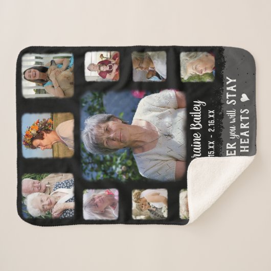 Memorial Keepake Edge Fade Foto Collage Blk Grau Sherpadecke (Vorderseite (Horizontal))