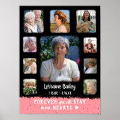 Memorial Keepake Edge Fade Foto Collage Blk Pink Poster (Vorne)