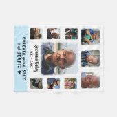 Memorial Keepake Edge Fade Foto Collage Blue Fleecedecke (Vorderseite (Horizontal))