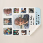 Memorial Keepake Edge Fade Foto Collage Blue Sherpadecke (Vorderseite (Horizontal))