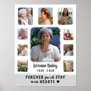 Memorial Keepake Edge Fade Foto Collage grau Poster