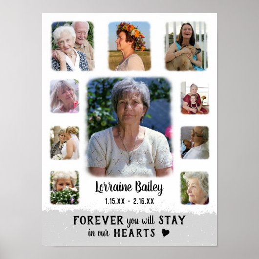 Memorial Keepake Edge Fade Foto Collage grau Poster (Vorne)