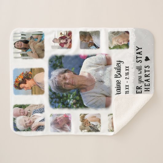 Memorial Keepake Edge Fade Foto Collage grau Sherpadecke (Vorderseite (Horizontal))