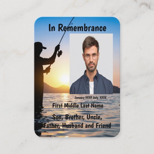 Memorial Keepake Fisherman Fishing Fish Visitenkarte (Vorderseite)