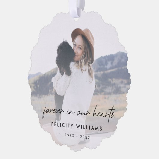 Memorial Keepake | Forever in unserem Herz-Foto Ornament Karte (Links)