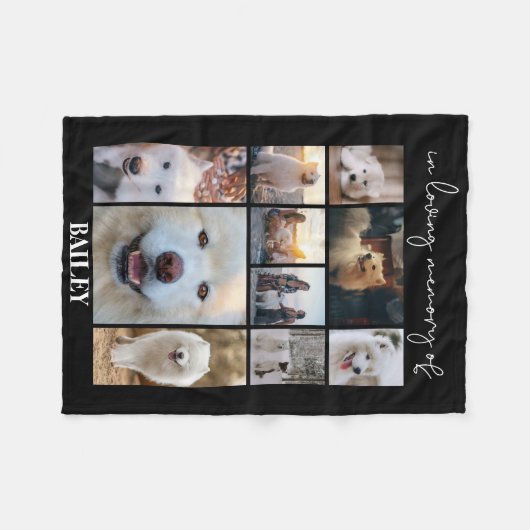 Memorial Keepake Foto Collage Name Fleecedecke (Vorderseite (Horizontal))