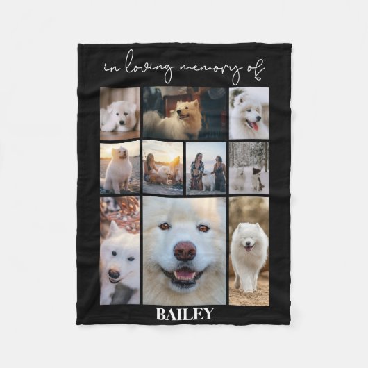 Memorial Keepake Foto Collage Name Fleecedecke (Vorderseite)