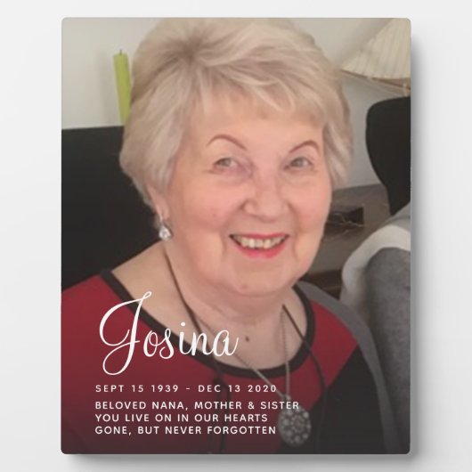 Memorial Keepake Foto Plaque Fotoplatte (Vorderseite)