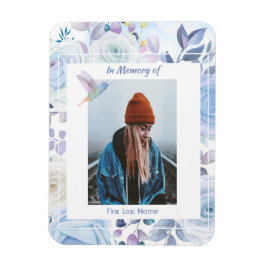 Memorial Keepake Hummingbird Blue Rose Magnet