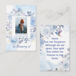 Memorial Keepake Hummingbird Blue Rose Visitenkarte