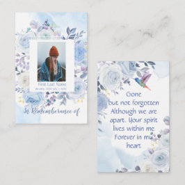 Memorial Keepake Hummingbird Blue Rose Visitenkarte