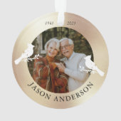 Memorial Keepake Kardinal Bird Imitats Gold Foto Ornament (Rückseite)