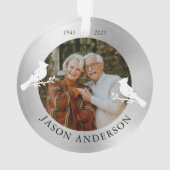 Memorial Keepake Kardinal Bird Imitats Silver Foto Ornament (Rückseite)