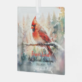 Memorial Keepake Kardinal Ornament Aus Glas (Vorderseite links)