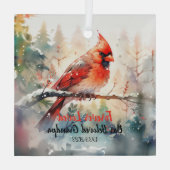 Memorial Keepake Kardinal Ornament Aus Glas (Rückseite)