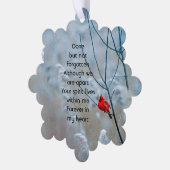 Memorial Keepake Kardinal Red Bird Ornament Karte (Linke Ecke)