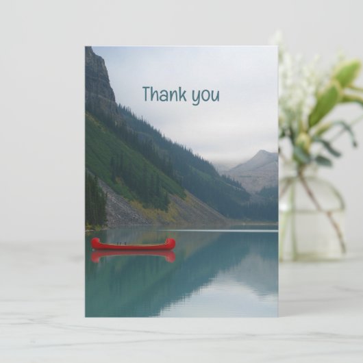 Memorial Keepake Lake Red Canoe Wilderness Dankeskarte (Stehend Vorderseite)