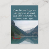 Memorial Keepake Lake Red Canoe Wilderness Visitenkarte (Rückseite)