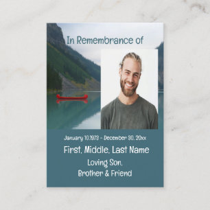 Memorial Keepake Lake Red Canoe Wilderness Visitenkarte