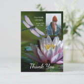 Memorial Keepake Memorial Dragonfly Lotus Blume Dankeskarte (Stehend Vorderseite)