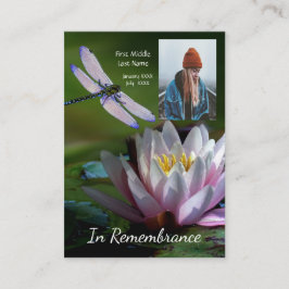 Memorial Keepake Memorial Dragonfly Lotus Blume Visitenkarte