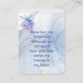 Memorial Keepake Memorial Dragonfly Visitenkarte (Rückseite)