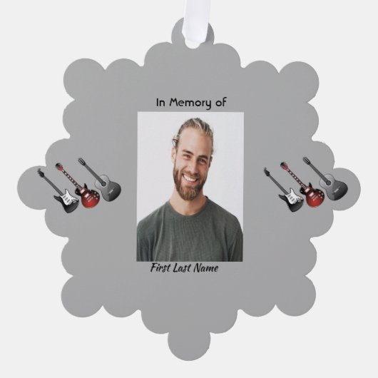 Memorial Keepake Musician Gitarre Ornament Karte (Vorderseite)