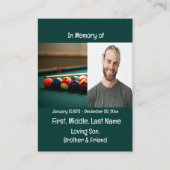 Memorial Keepake Pool Game Visitenkarte (Vorderseite)