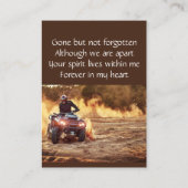 Memorial Keepake Quad Dirt Motor Bike Visitenkarte (Rückseite)