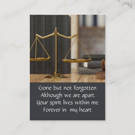 Memorial Keepake Rechtsanwaltsgesetz Visitenkarte (Rückseite)