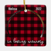 Memorial Keepake Red Kariert Love Memory Foto Keramikornament (Vorderseite)