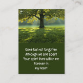 Memorial Keepake Schöne Shade Tree Rasen Visitenkarte (Rückseite)