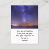 Memorial Keepake Schöne Sternennacht Visitenkarte (Rückseite)