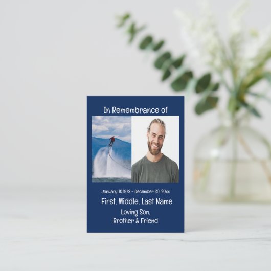 Memorial Keepake Skateboarding Visitenkarte (Stehend Vorderseite)