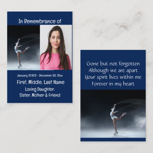 Memorial Keepake Skaten Skater Skate Visitenkarte (Vorne/Hinten)