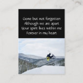 Memorial Keepake Snow Boarding Visitenkarte (Rückseite)